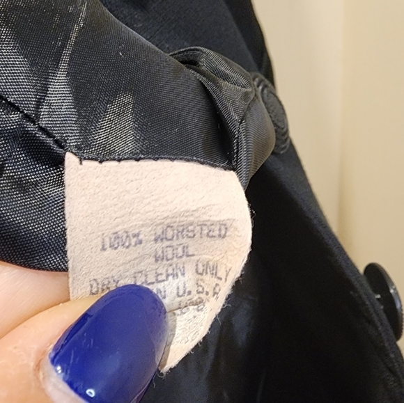 Item...  women's black long 100% worsted wool glamorous blazer jacket size 2 - Picture 11 of 14